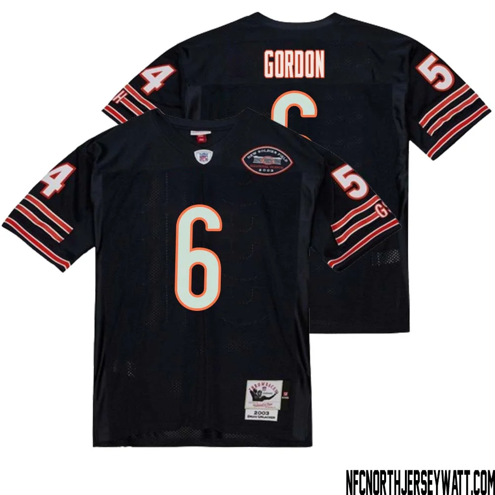 Kyler Gordon No 6 Men Mitchell Ness Navy Chicago Bears 2004 Authentic Throwback Retired Player Jersey 1 1