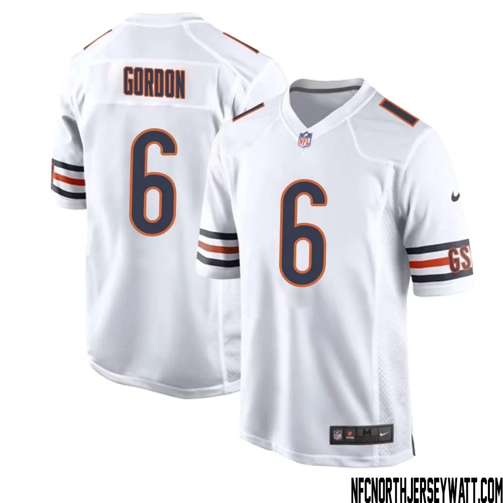 Kyler Gordon No 6 Men White Chicago Bears Away Game Jersey