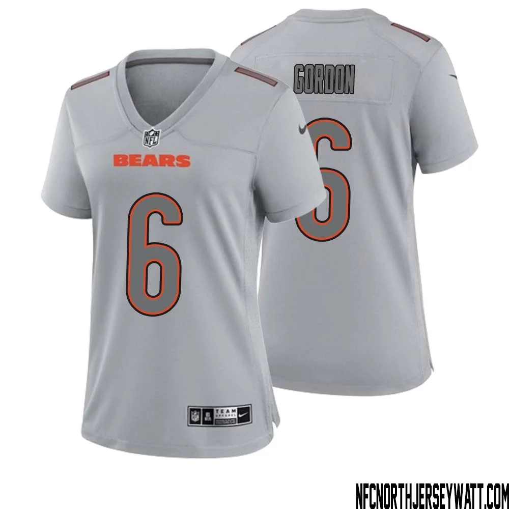 Kyler Gordon No 6 Women Gray Chicago Bears Atmosphere Fashion Game Jersey 1