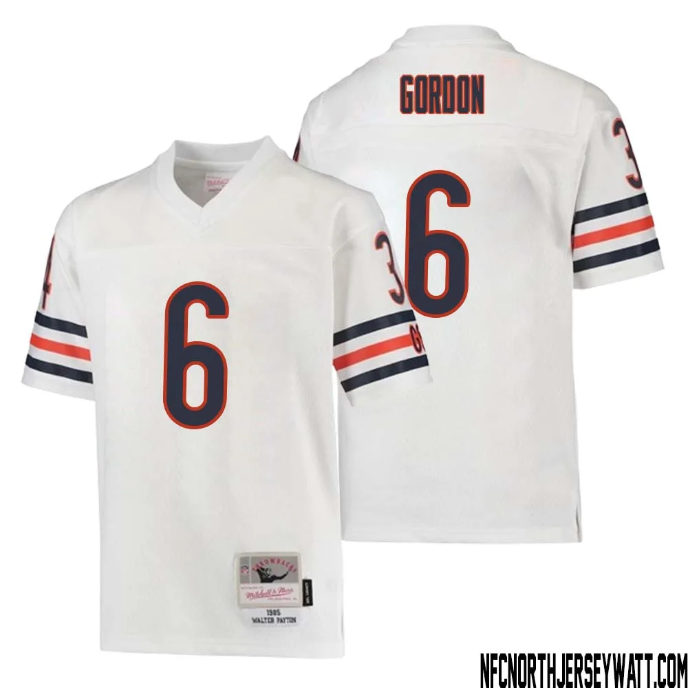 Kyler Gordon No 6 Youth Mitchell Ness White Chicago Bears 1985 Retired Player Legacy Jersey 1