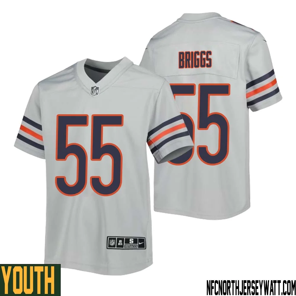 Lance Briggs No 55 Youth Silver Chicago Bears Inverted Legend Jersey