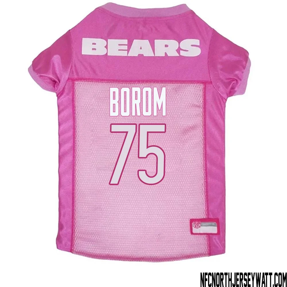 Larry Borom No 75 Chicago Bears Dog Jersey Pink