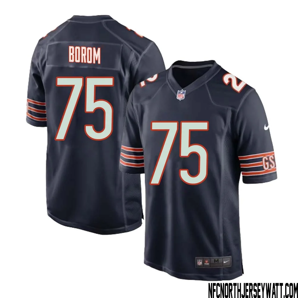 Larry Borom No 75 Chicago Bears Home Game Navy Jersey for Men