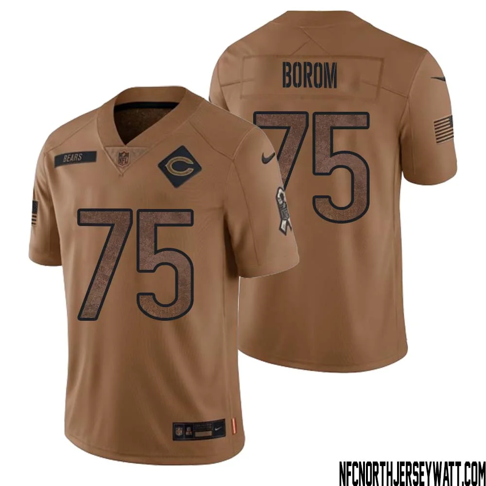 Larry Borom No 75 Men Brown Chicago Bears 2023 Salute To Service Retired Player Limited Jersey