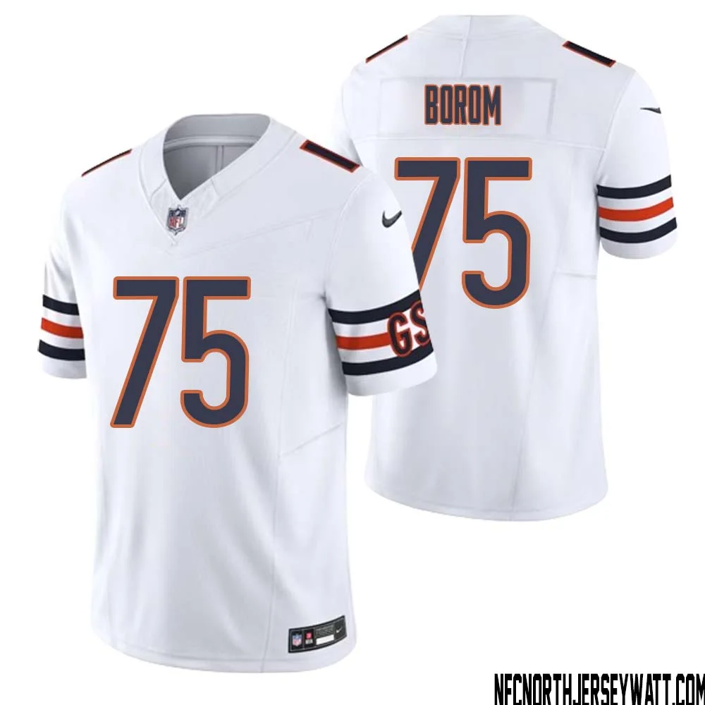 Larry Borom No 75 Men White Chicago Bears Vapor F.U.S.E. Limited Jersey 1