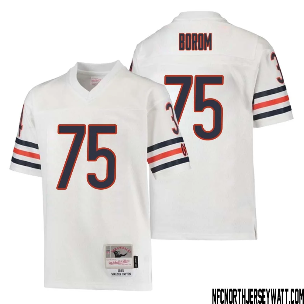 Larry Borom No 75 Youth Mitchell Ness White Chicago Bears 1985 Retired Player Legacy Jersey
