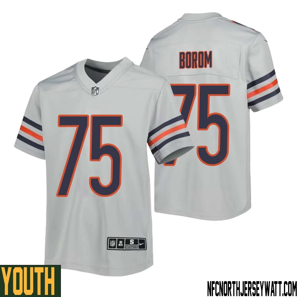 Larry Borom No 75 Youth Silver Chicago Bears Inverted Legend Jersey 1
