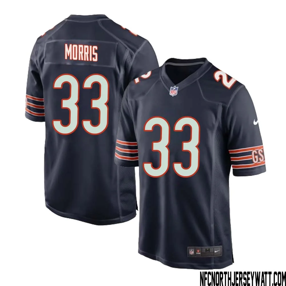 Larry Morris No 33 Chicago Bears Home Game Navy Jersey for Men