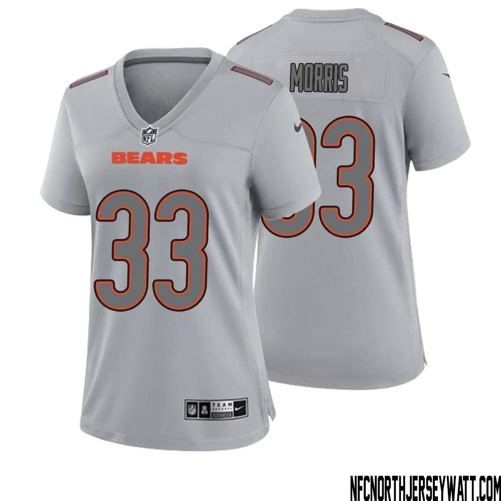 Larry Morris No 33 Women Gray Chicago Bears Atmosphere Fashion Game Jersey