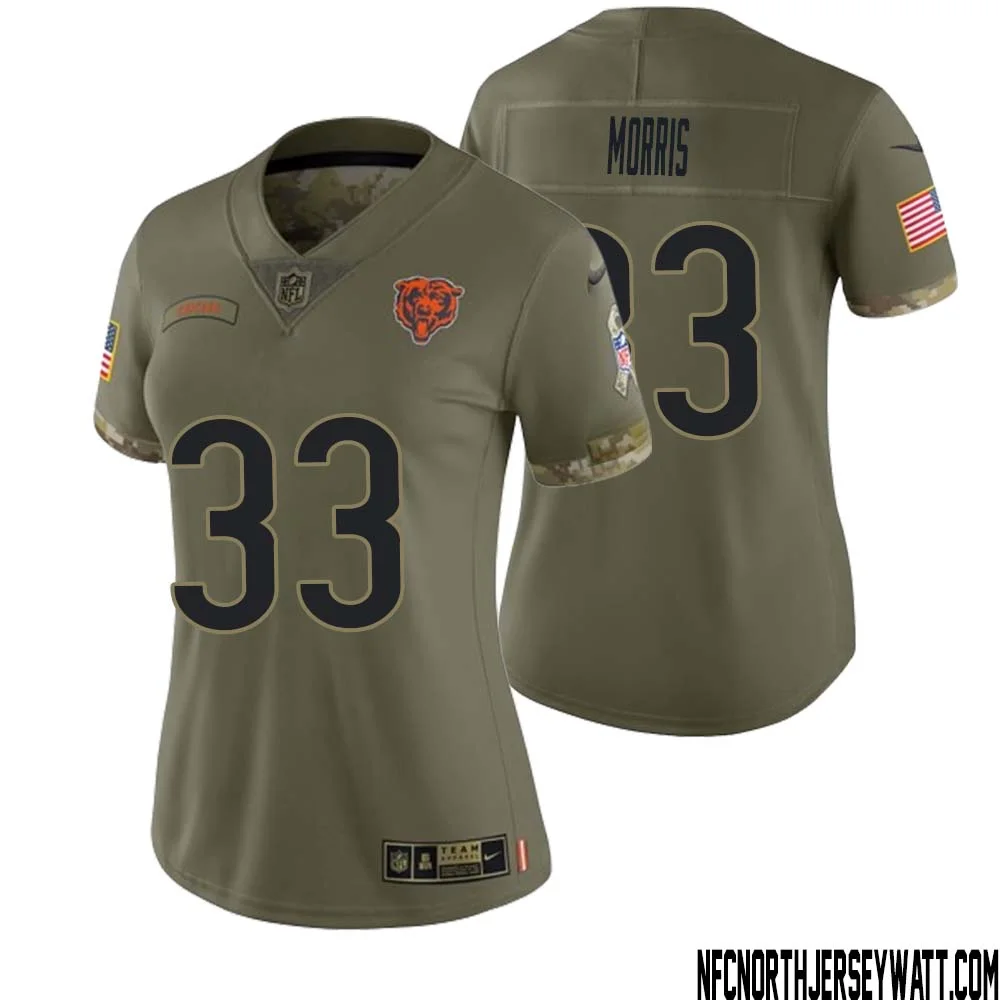 Larry Morris No 33 Women Olive Chicago Bears 2022 Salute To Service Retired Player Limited Jersey