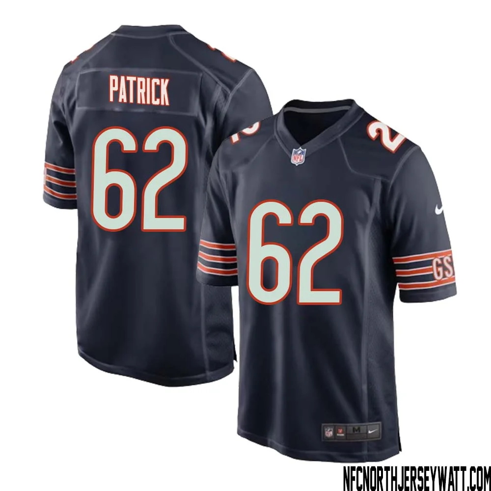 Lucas Patrick No 62 Chicago Bears Home Game Navy Jersey for Men