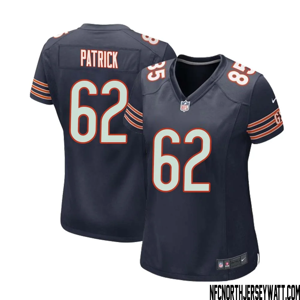 Lucas Patrick No 62 Chicago Bears Home Game Navy Jersey for Women