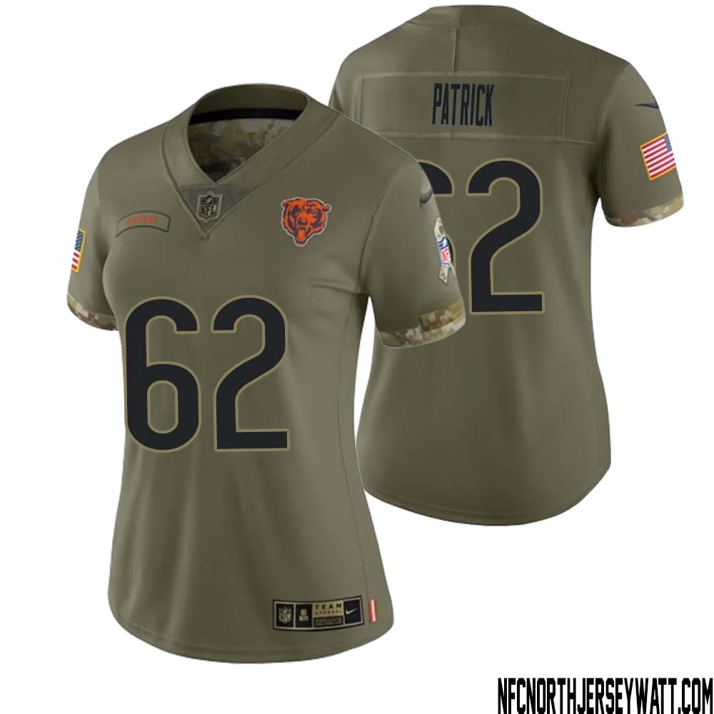 Lucas Patrick No 62 Women Olive Chicago Bears 2022 Salute To Service Retired Player Limited Jersey