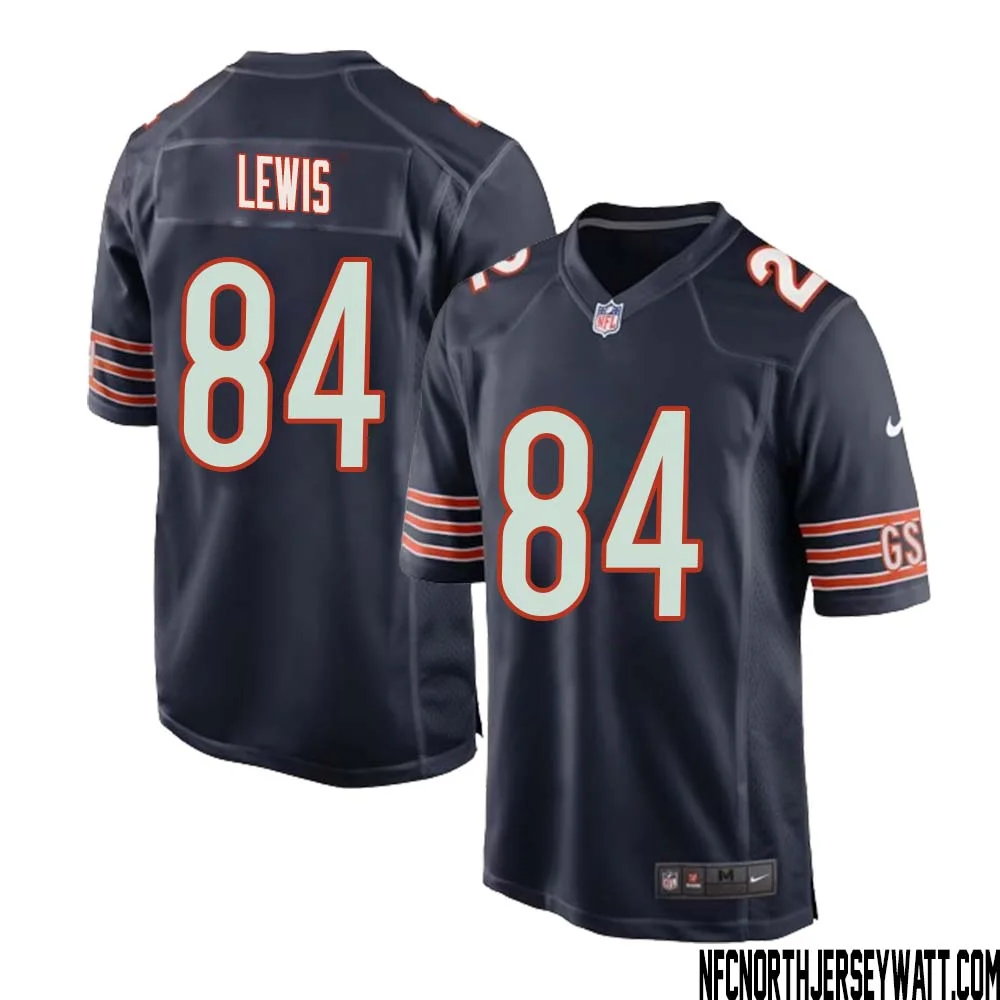 Marcedes Lewis No 84 Chicago Bears Home Game Navy Jersey for Men 1