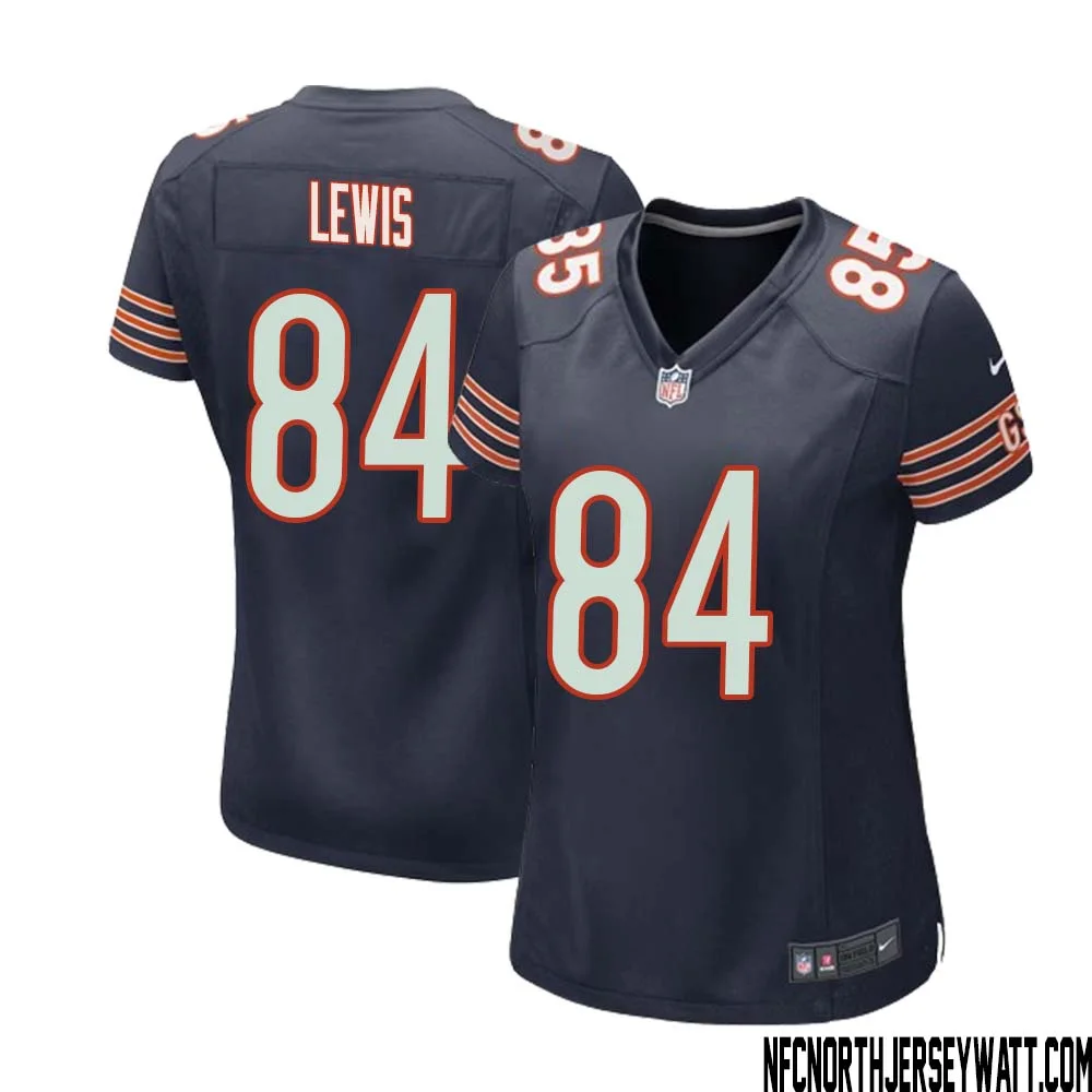 Marcedes Lewis No 84 Chicago Bears Home Game Navy Jersey for Women