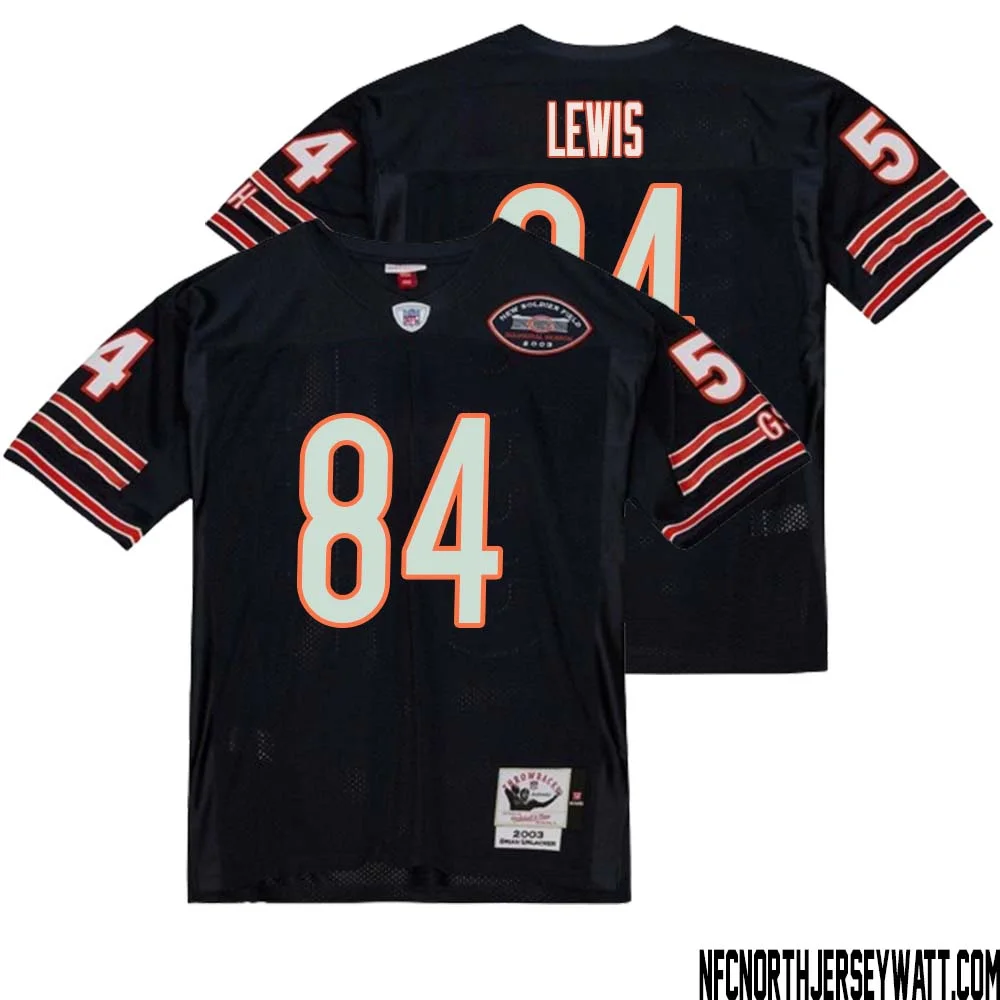 Marcedes Lewis No 84 Men Mitchell Ness Navy Chicago Bears 2004 Authentic Throwback Retired Player Jersey 1