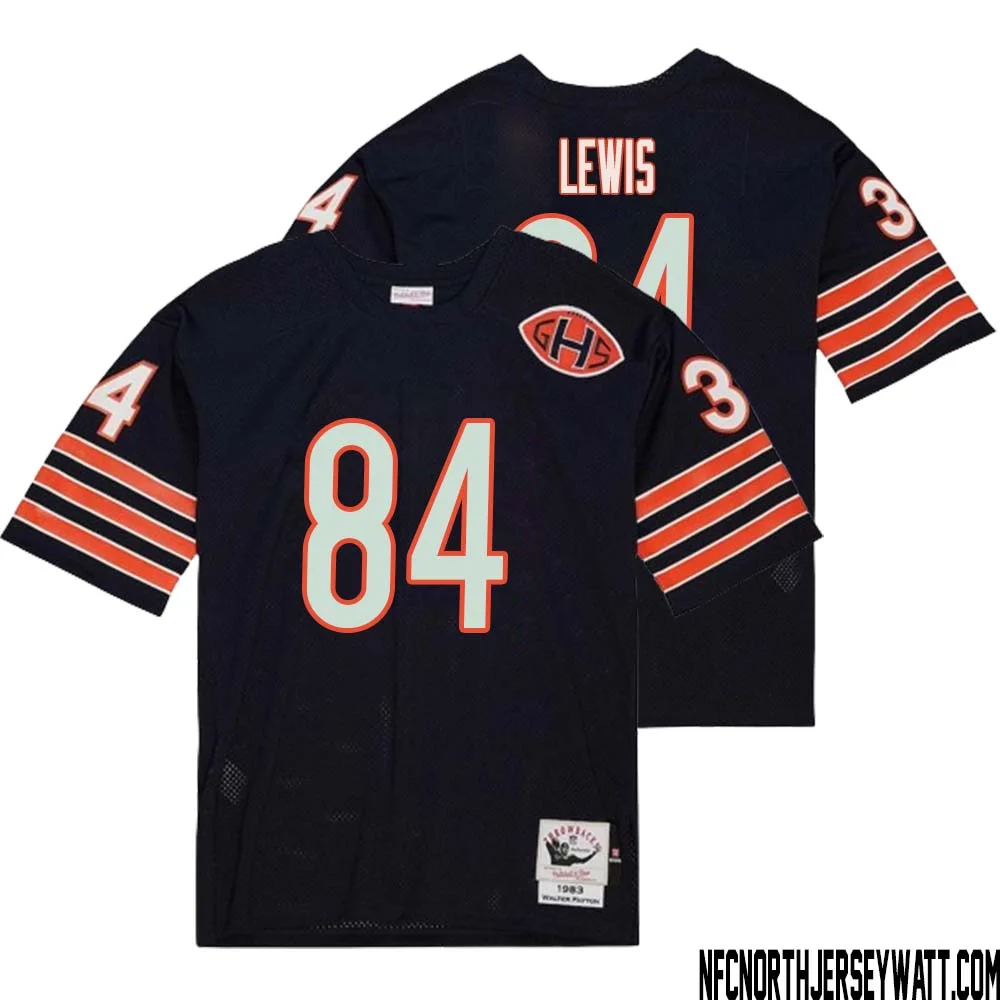 Marcedes Lewis No 84 Men Mitchell Ness Navy Chicago Bears 2004 Authentic Throwback Retired Player Jersey