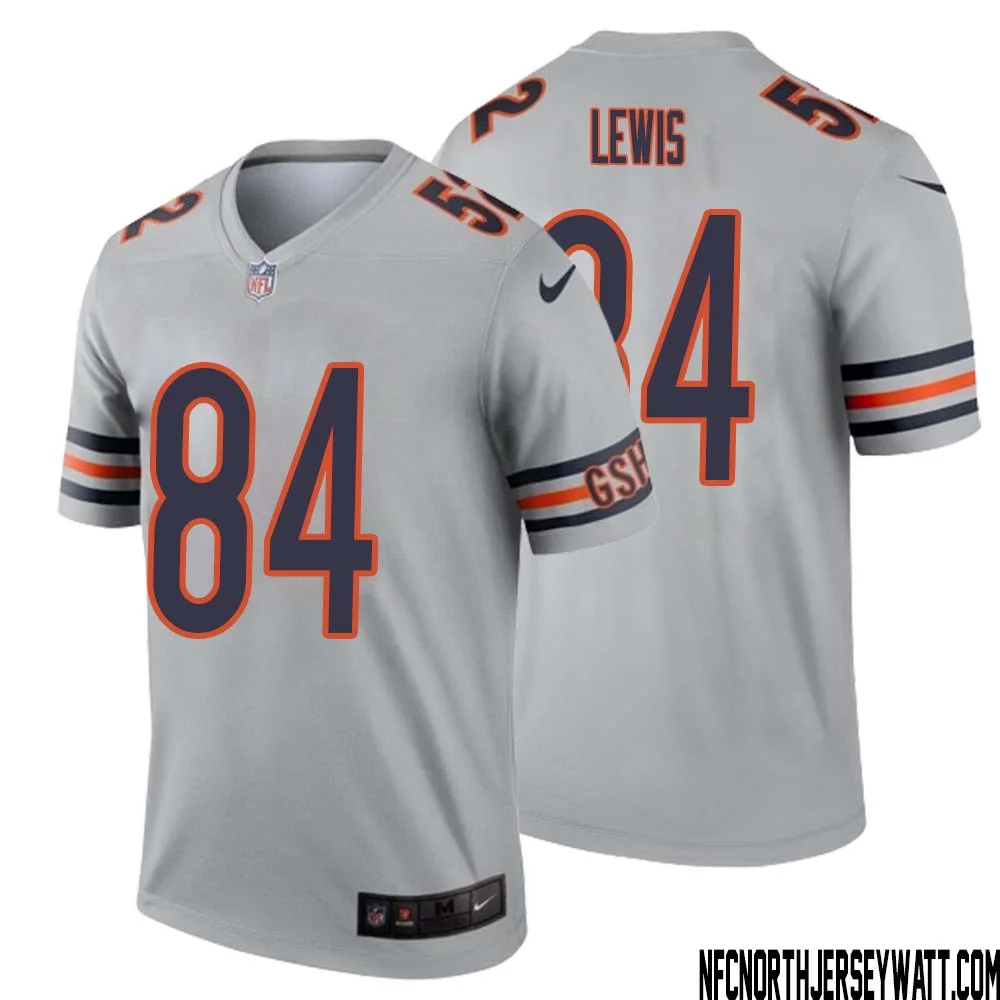 Marcedes Lewis No 84 Men Silver Chicago Bears Inverted Legend Jersey 1