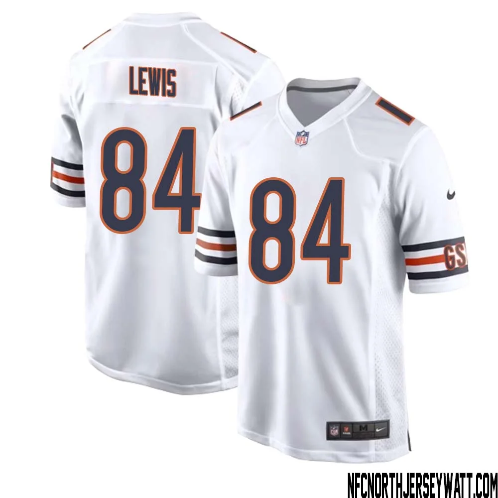 Marcedes Lewis No 84 Men White Chicago Bears Away Game Jersey
