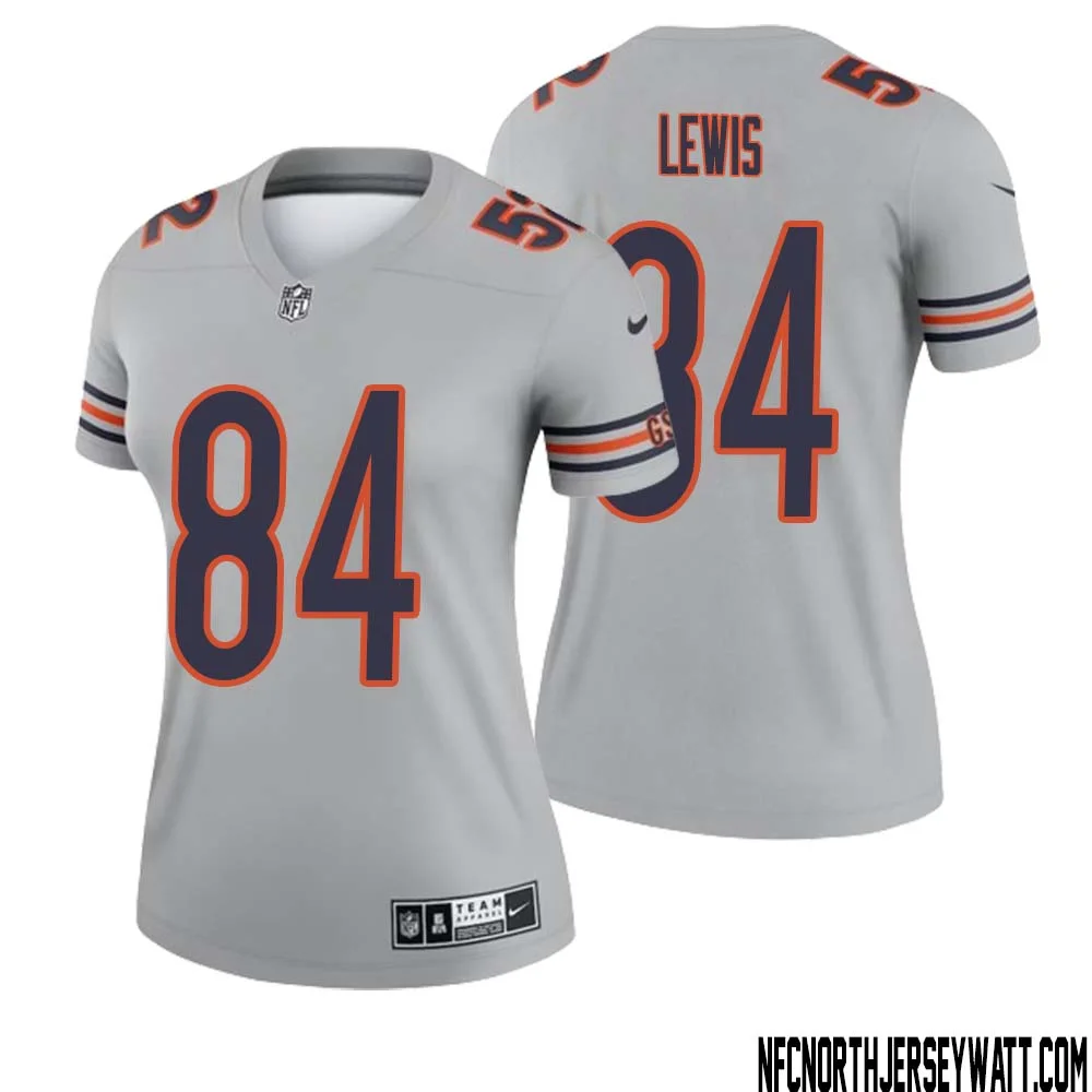 Marcedes Lewis No 84 Women Silver Chicago Bears Inverted Legend Jersey 1