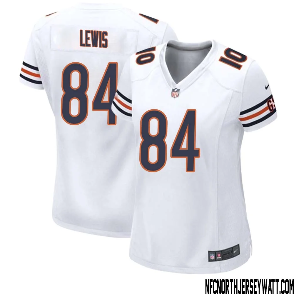 Marcedes Lewis No 84 Women White Chicago Bears Away Game Jersey