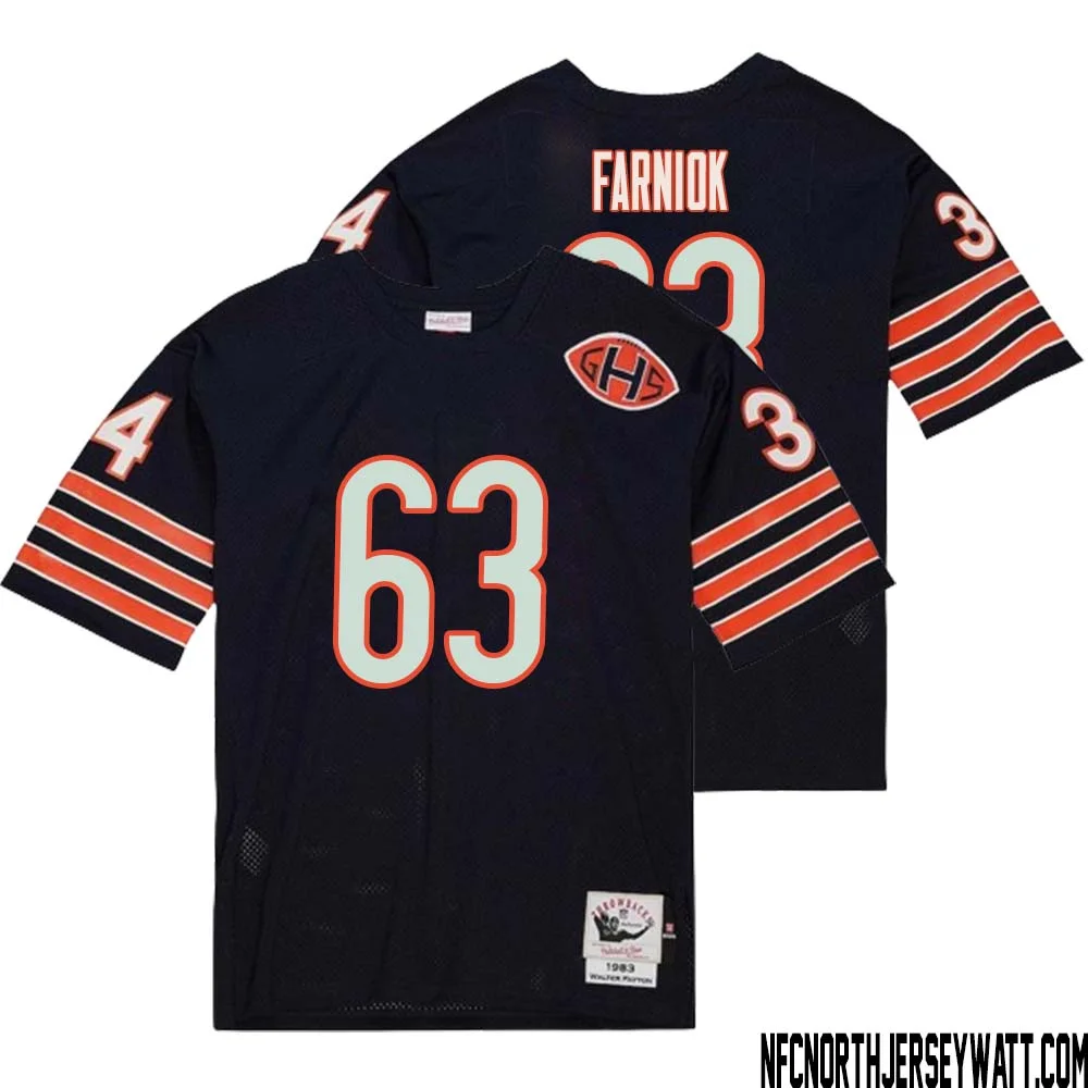 Matt Farniok No 63 Men Mitchell Ness Navy Chicago Bears 2004 Authentic Throwback Retired Player Jersey 2