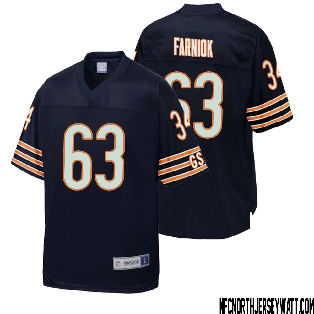 Matt Farniok No 63 Men NFL Pro Line Navy Chicago Bears Retired Player Replica Jersey