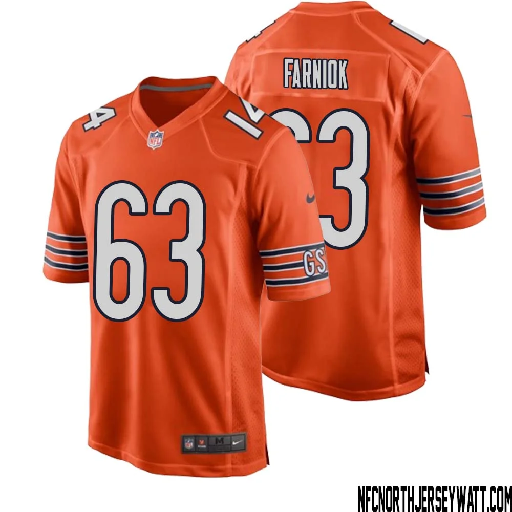 Matt Farniok No 63 Men Orange Chicago Bears Alternate Game Player Jersey 1