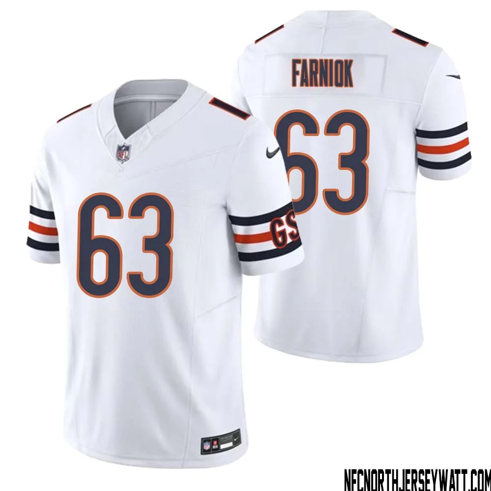 Matt Farniok No 63 Men White Chicago Bears Vapor F.U.S.E. Limited Jersey