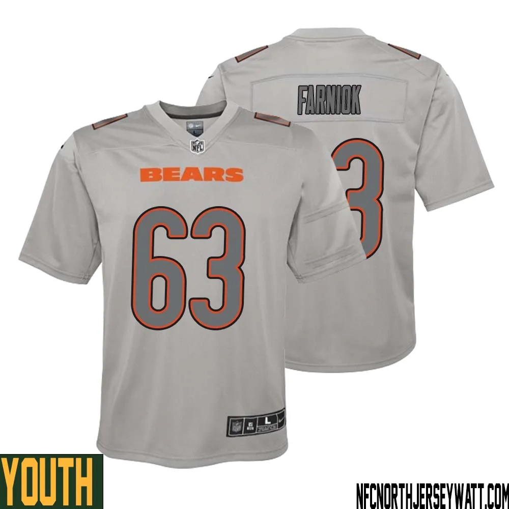 Matt Farniok No 63 Youth Gray Chicago Bears Atmosphere Fashion Game Jersey 1
