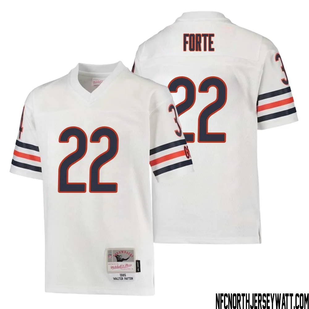 Matt Forte No 22 Youth Mitchell Ness White Chicago Bears 1985 Retired Player Legacy Jersey 1