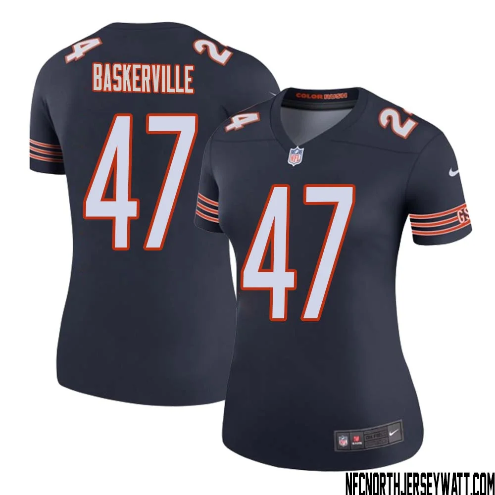Micah Baskerville No 47 Women Navy Chicago Bears Color Rush Legend Jersey