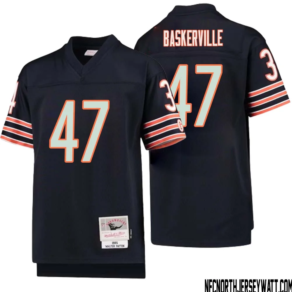 Micah Baskerville No 47 Youth Mitchell Ness Navy Chicago Bears 1985 Legacy Retired Player Jersey 1
