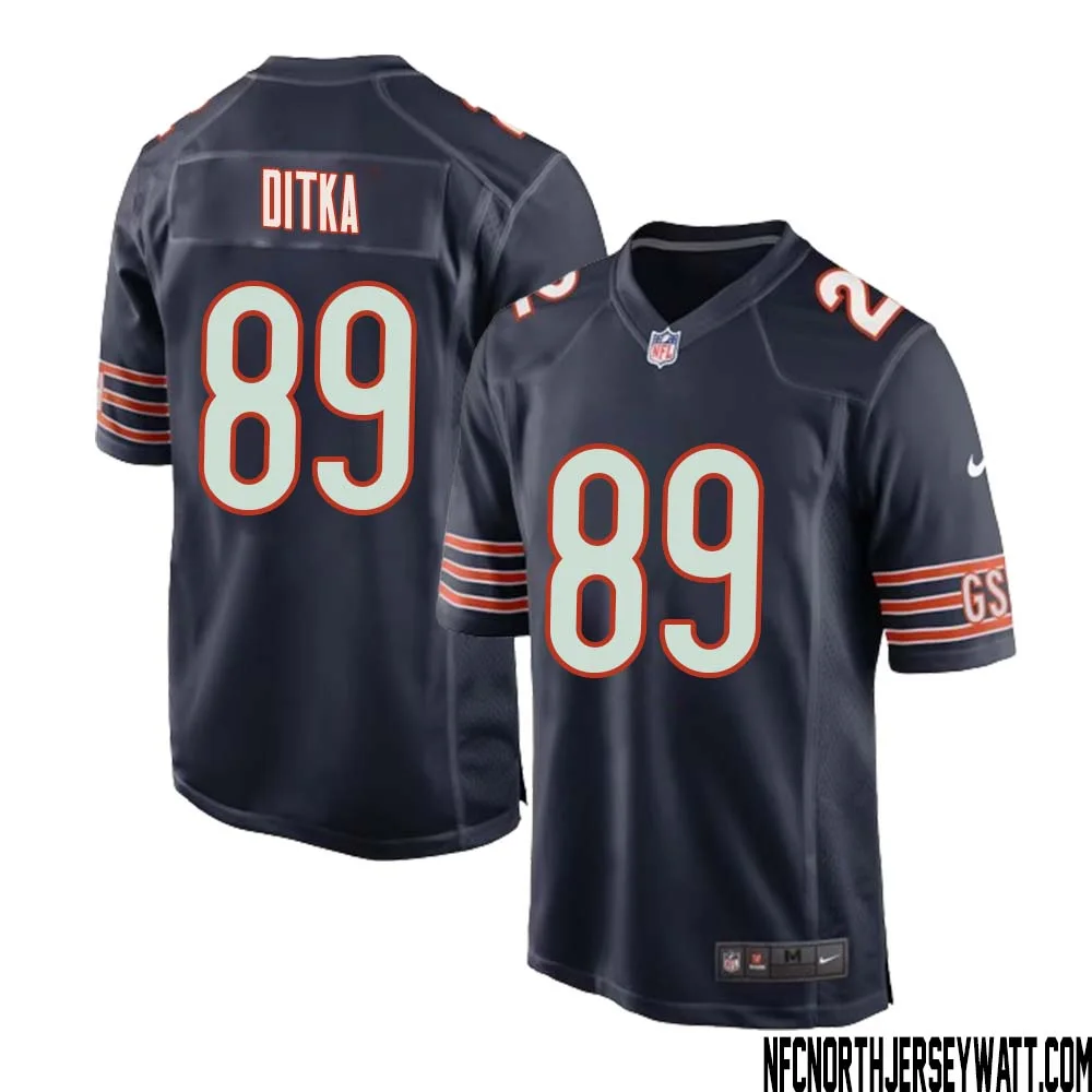 Mike Ditka No 89 Chicago Bears Home Game Navy Jersey for Men