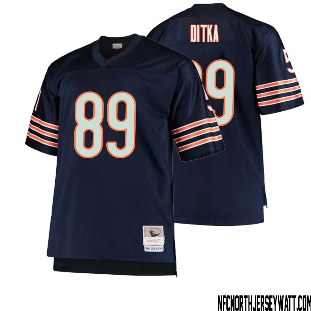 Mike Ditka No 89 Men Mitchell Ness Navy Chicago Bears Big Tall 1966 Retired Player Replica Jersey