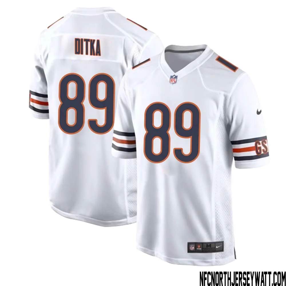 Mike Ditka No 89 Men White Chicago Bears Away Game Jersey