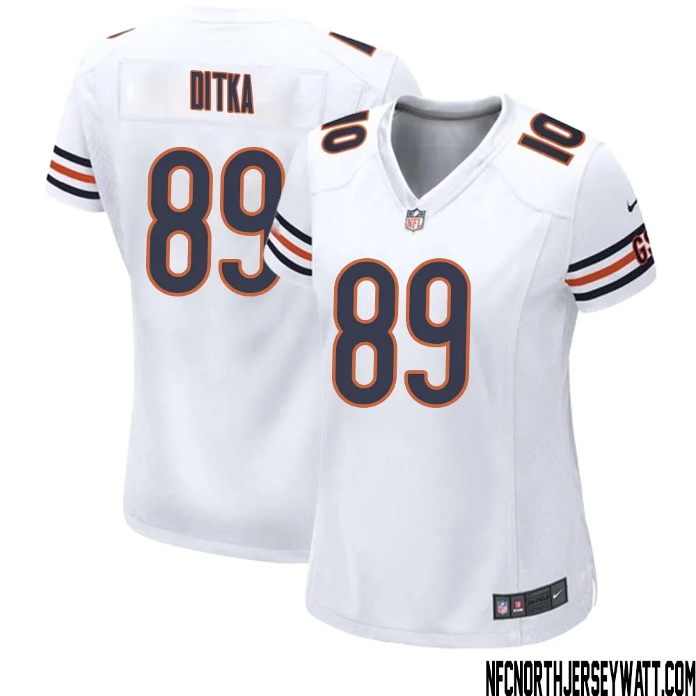 Mike Ditka No 89 Women White Chicago Bears Away Game Jersey 1