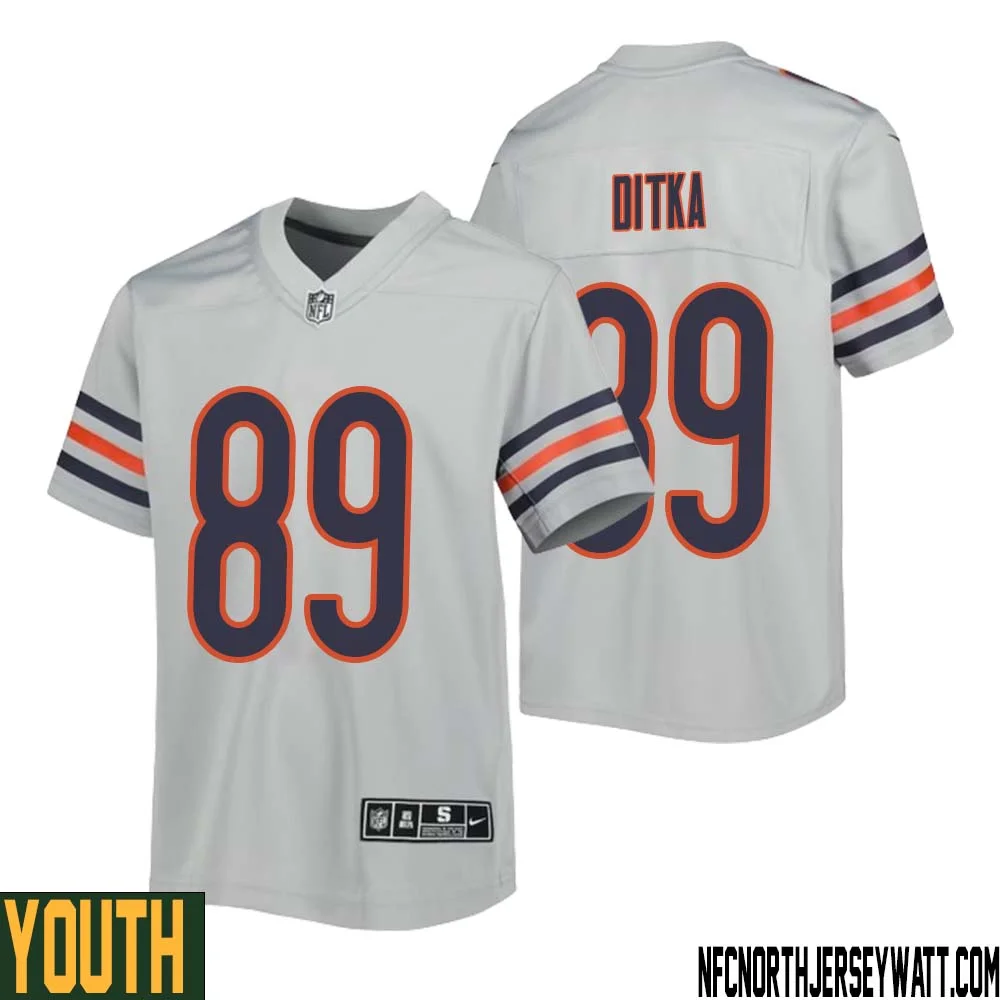 Mike Ditka No 89 Youth Silver Chicago Bears Inverted Legend Jersey 1