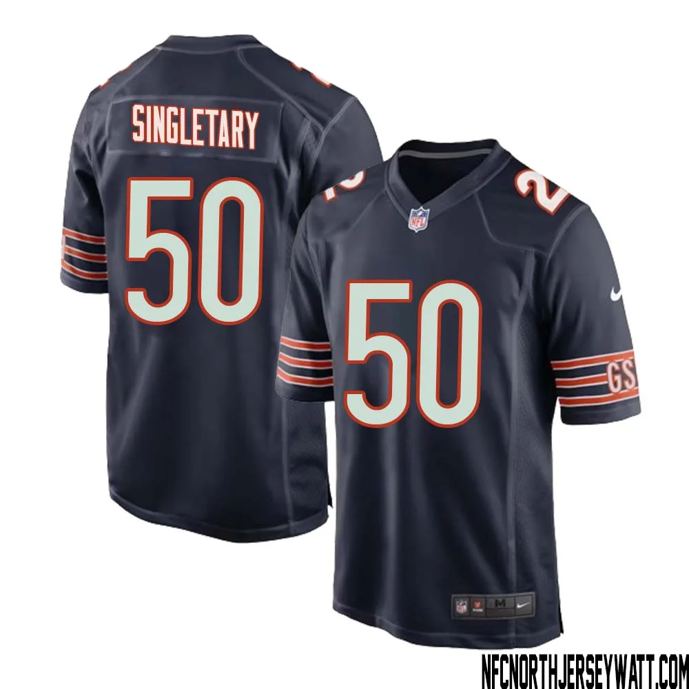 Mike Singletary No 50 Chicago Bears Home Game Navy Jersey for Men 1