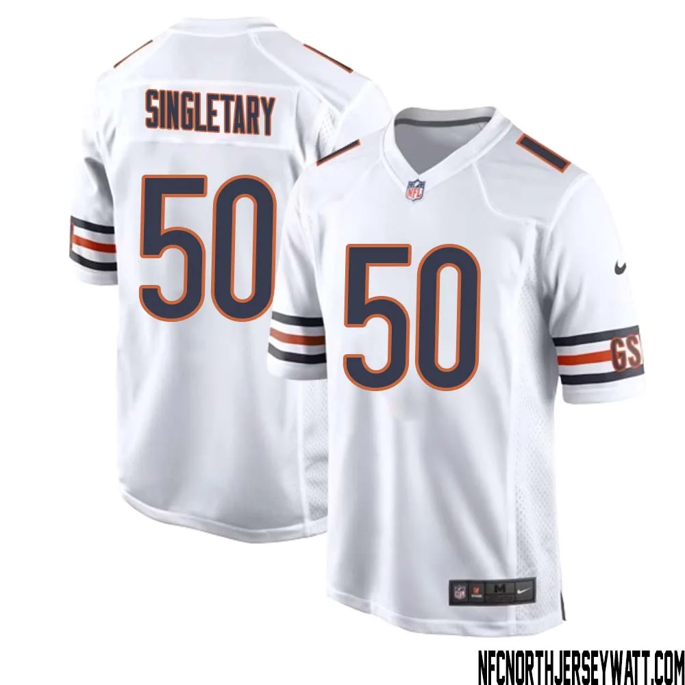 Mike Singletary No 50 Men White Chicago Bears Away Game Jersey