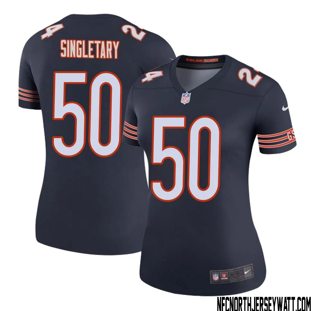 Mike Singletary No 50 Women Navy Chicago Bears Color Rush Legend Jersey