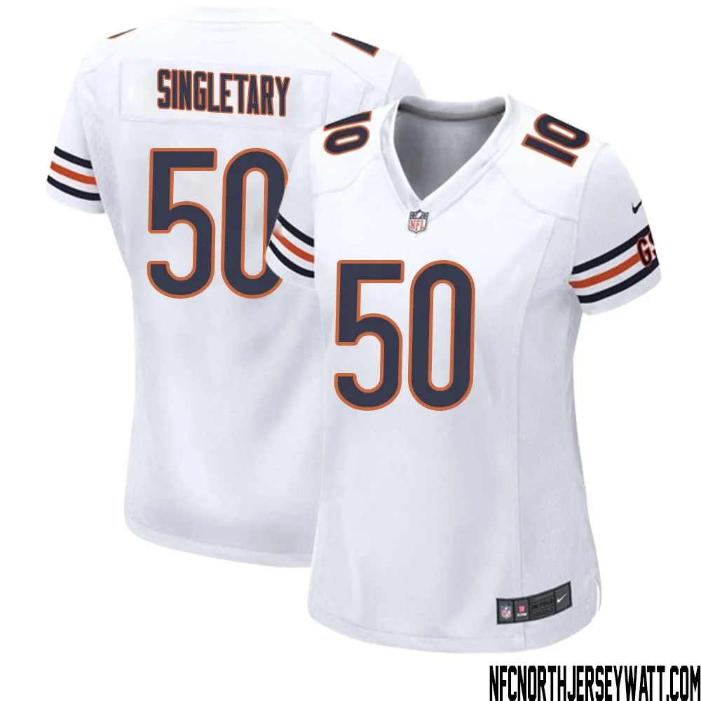Mike Singletary No 50 Women White Chicago Bears Away Game Jersey 1