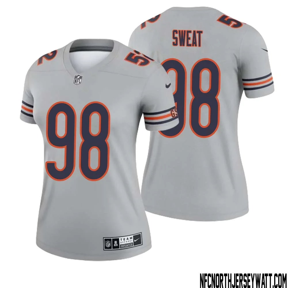 Montez Sweat No 98 Women Silver Chicago Bears Inverted Legend Jersey