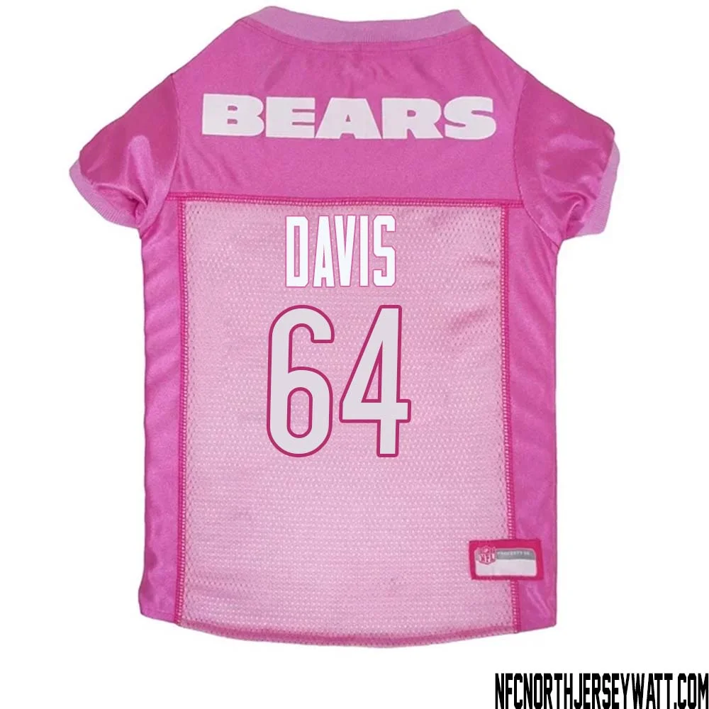 Nate Davis No 64 Chicago Bears Dog Jersey Pink