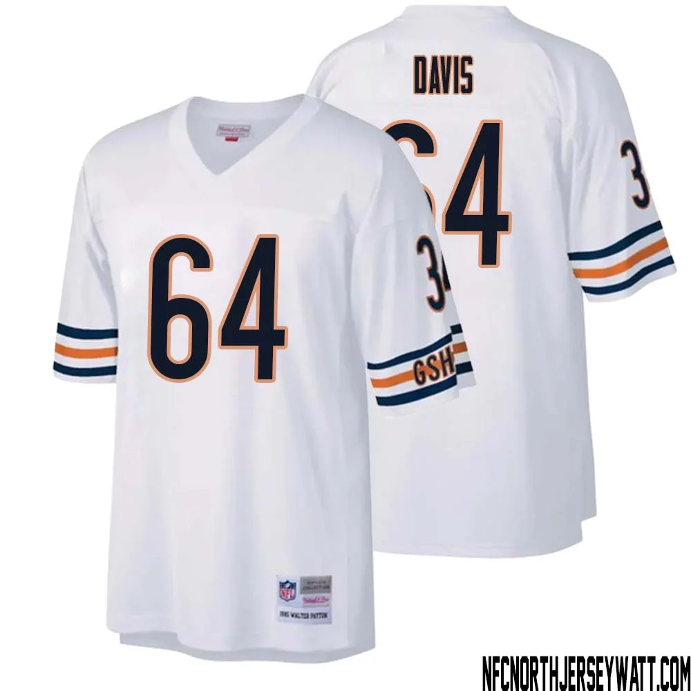 Nate Davis No 64 Men Mitchell Ness White Chicago Bears Legacy Replica Jersey 1