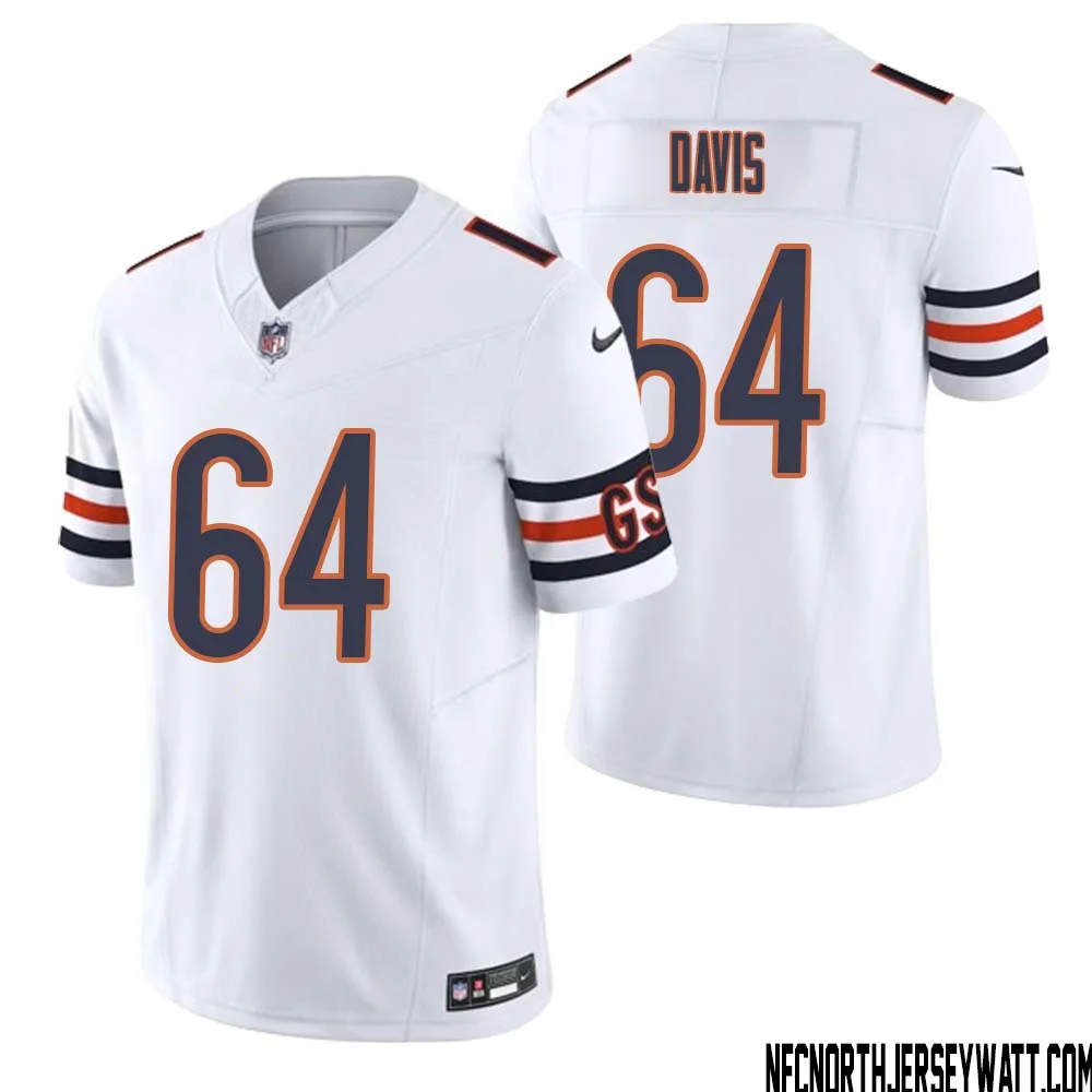 Nate Davis No 64 Men White Chicago Bears Vapor F.U.S.E. Limited Jersey 1