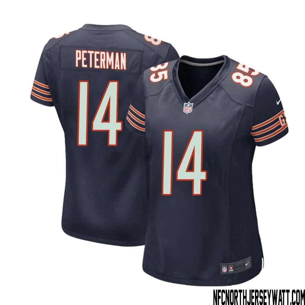 Nathan Peterman No 14 Chicago Bears Home Game Navy Jersey for Women