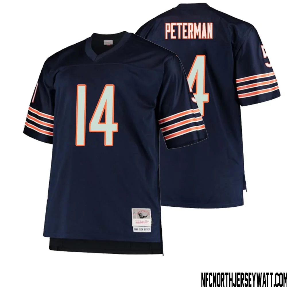Nathan Peterman No 14 Men Mitchell Ness Navy Chicago Bears Big Tall 1966 Retired Player Replica Jersey 1