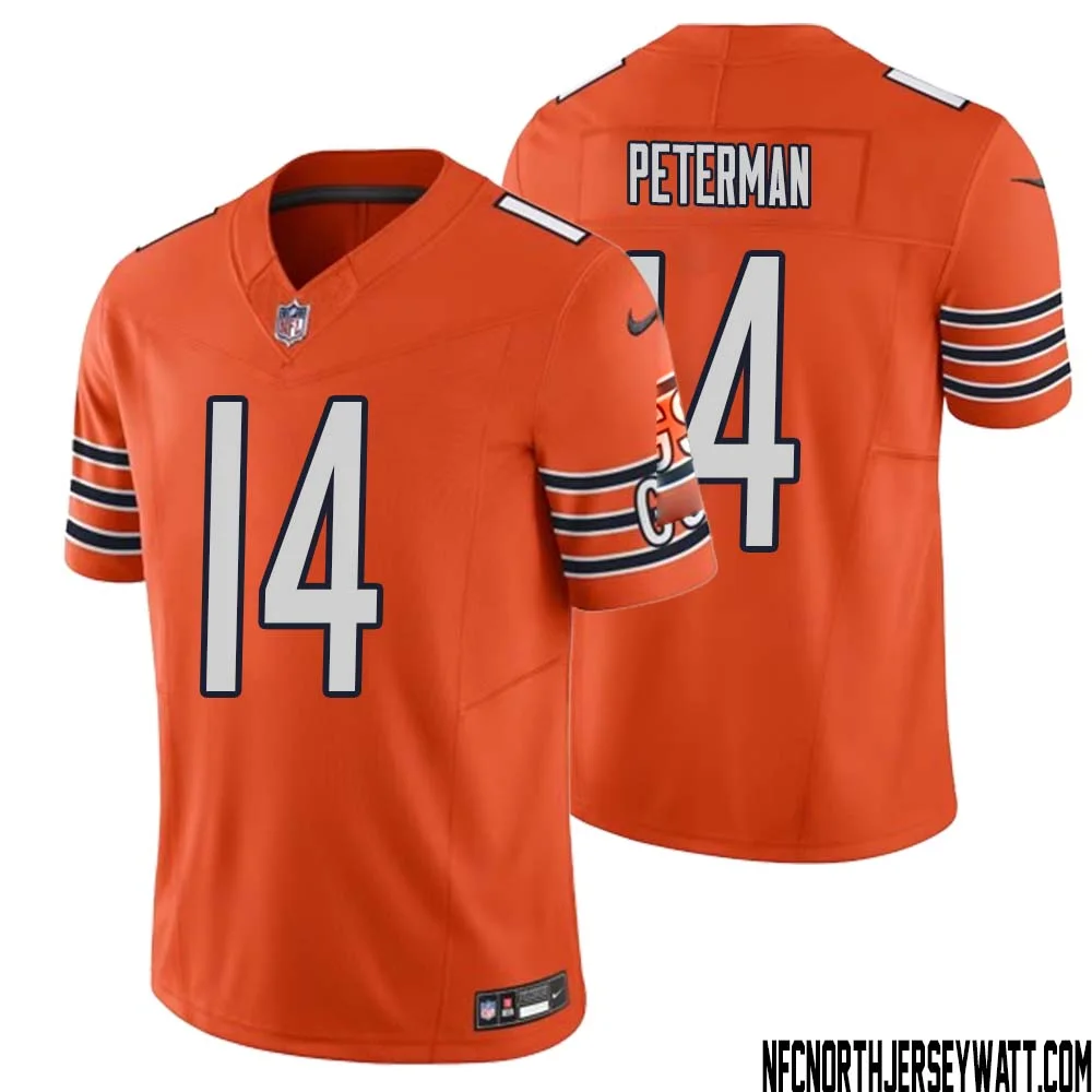Nathan Peterman No 14 Men Orange Chicago Bears Vapor F.U.S.E. Limited Jersey