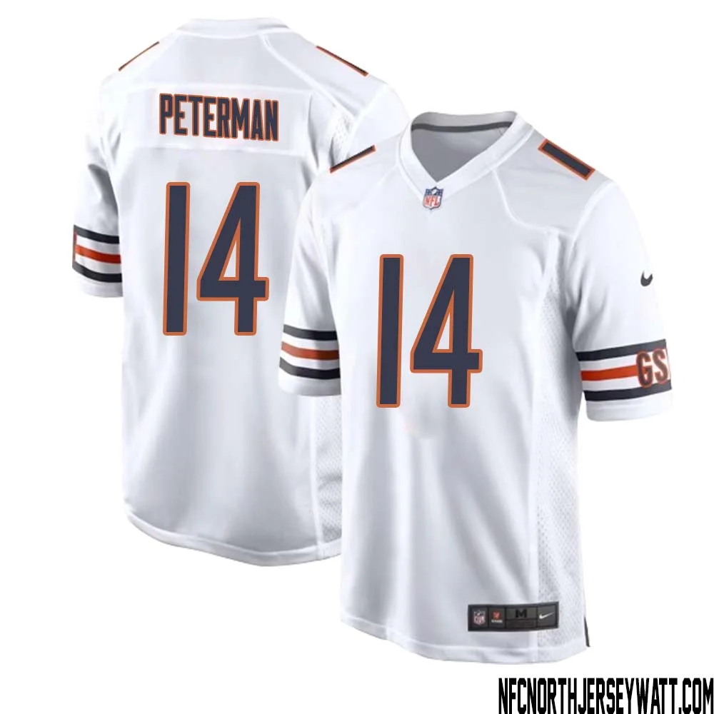 Nathan Peterman No 14 Men White Chicago Bears Away Game Jersey